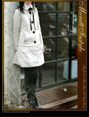 HOT ITEM~ Korean White Fur Wool-Blend Dress Coat