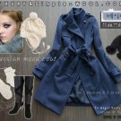 Korean Navy Strap Wool-Blend Trenchcoat