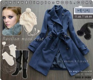Korean Navy Strap Wool-Blend Trenchcoat