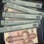 1986 $2 "replacement" EBX 5 consecutive BANK OF CANADA PMG66 gem