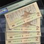 1986 $2 "replacement" EBX 5 consecutive BANK OF CANADA PMG66 gem