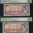 1954 $2 "replacement" *A/B 2 different signatures BANK OF CANADA PMG66 gemS