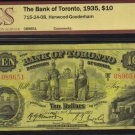 1935 $10 BANK OF TORONTO BCS F 15
