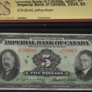 1934 $5 IMPERIAL  BANK OF CANADA BCS VF 25