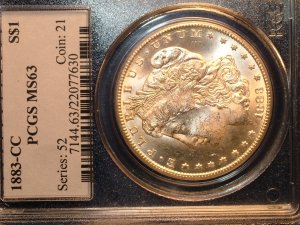 1883 CARSON CITY  MORGAN SILVER DOLLAR  MS63   PCGS  CERTIFIED