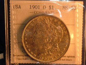 1901  O  $1 MORGAN SILVER DOLLAR  MS63   ICCS  CERTIFIED