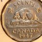 1947 dot  CANADA  five cents    AU  50 beautiful  COIN