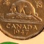 1947 dot  CANADA  five cents    AU  50 beautiful  COIN