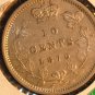 1870 wide "o" CANADA  ten  cents    AU  50 beautiful  COIN
