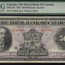 1927 $50 THE ROYAL BANK OF CANADA   PMG EF 40
