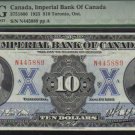 1923 $10 IMPERIAL BANK OF CANADA  PMG55 HIGHEST  GRADED