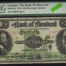 1914 $50 BANK OF MONTREAL ,quebec ,CANADA PMG 10