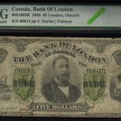 1883 $5  the BANK OF LONDON ,ontario   PMG 6  serial #13