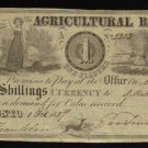 AGRICULTURAL BANK   1837  ONE  piaster CANADA BANKNOTE