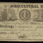 AGRICULTURAL BANK   1837  ONE  piaster CANADA BANKNOTE