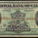 1913 $5 Royal Bank of Canada large banknote -BANKNOTES CANADA