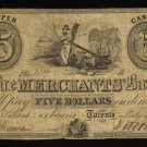 $5 the merchants bank upper canada  BANKNOTES CANADA