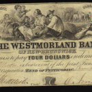 1859 $4 the westmorland bank  new brunswick CANADA CHARTERED BANKNOTE