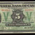 Canadian Currency Imperial Bank of Canada $5  1933