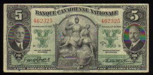 1935  banque canadienne national $5  vf