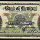BANK OF MONTREAL 1935 $20 LOW SERIAL #825 vf