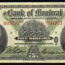 1942 $5 SCARCE BANK OF MONTREAL  five dollars