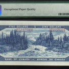 ERROR wet ink transfer 1954 $5 BANK OF CANADA PMG 40 scarce