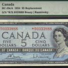 asterisk replacement*R/X $5 1954 BANK OF CANADA PMG 65