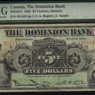 $5 1925 THE DOMINION BANK canada banknote PMG 15