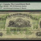 1876 $5 CONSOLIDATED BANK OF CANADA  PMG 15 scarce!