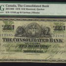 1876 $10 CONSOLIDATED BANK OF CANADA  PMG 15 scarce!