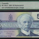 1986 $5GPZ replacement BANK OF CANADA BC-56eA PMG 64 EPQ