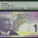 2005 $10  BANK OF CANADA  PMG 67 EPQ RaDaR 0011100