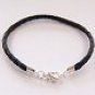 Black Bola Style Leather Bracelet