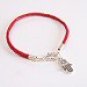 Red Bola Style Leather Bracelet with Hamsa Charm Kabbalah