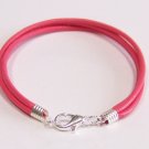 Hot Pink Surfer Style Leather Bracelet