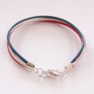 Patriotic Red White and Blue Surfer Style Leather Bracelet