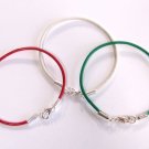 Christmas Themed Leather Bracelet Set - Green White Red