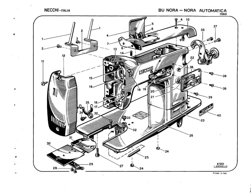 Necchi Model 1960 BU Sewing Machine Parts Catalogue Pdf