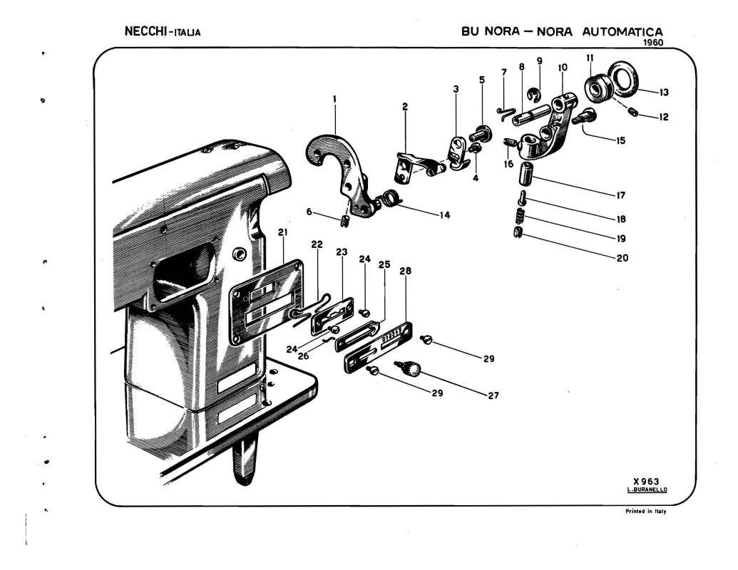 Necchi Model 1960 BU Sewing Machine Parts Catalogue Pdf