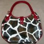 Giraffe Designer Inspired Red Trim Satchel Handbag