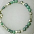 Shimmering Beads Blue, Green, and white bracelet