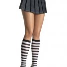 Knee High Stocking Socks with Stripes Leg Avenue Style# 5577-BLKRED-OS