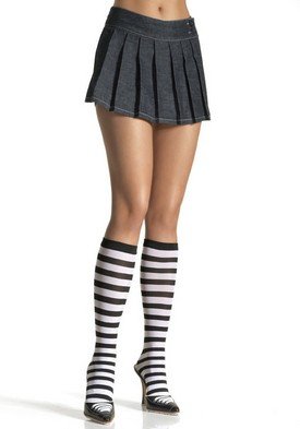 Knee High Stocking Socks with Stripes Leg Avenue Style# 5577-BLKRED-OS