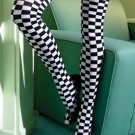 Thigh High Nylon Stocking with Checkerboard Pattern Leg Avenue Style# 6281-BLKWHT-OS