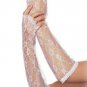 Elbow Length Fingerless Gloves with Ruffle Leg Avenue Style# G1860-WHT-OS