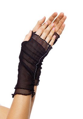 Fingerless Fishnet Gloves with Rhinestone Trim Leg Avenue Style# 2011-BLK-OS