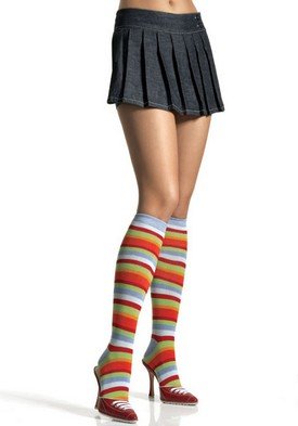 Lycra Acrylic Knee High Stocking Socks with Multi Color Stripes Leg Avenue Style# 5576-MULTI-OS