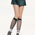 Lycra Fishnet Knee High Stocking Socks with Ankle Lace Leg Avenue Style# 5578-WHT-OS