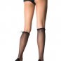 Lycra Fishnet Knee High Stocking Socks with Back Seam and Mini Ruffle Top and Bow Leg Avenue Style#